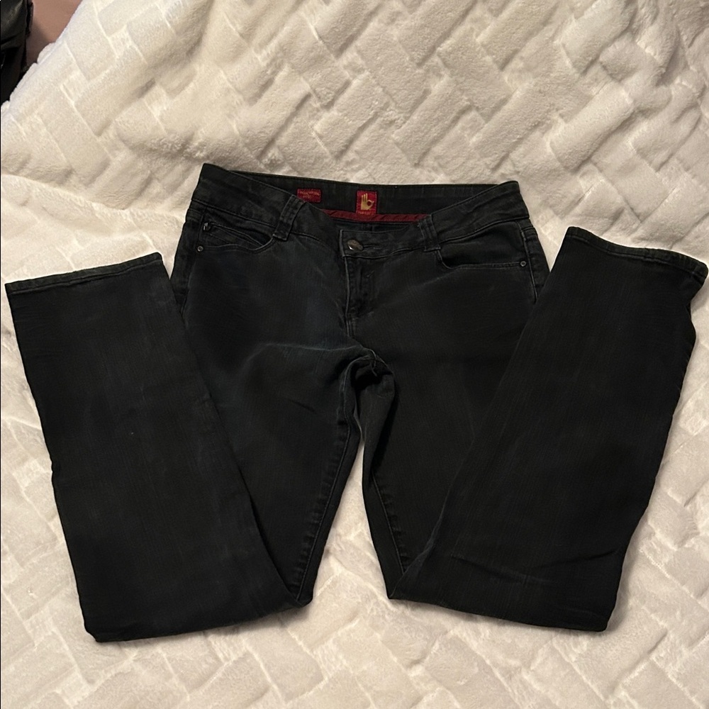 Sasson Straight Leg Jeans Black with Red Trim size 4 - Picture 1 of 7